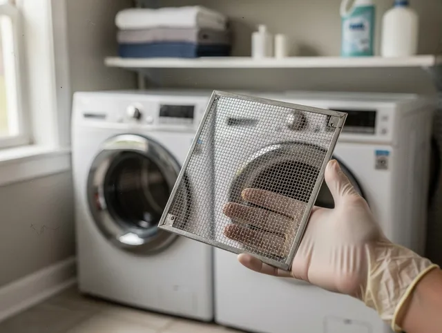 Canton Dryer Vent Cleaning specialist performing detailed lint trap cleaning service in Canton