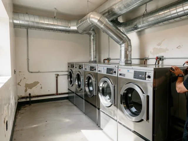 Canton Dryer Vent Cleaning team performing large-scale commercial dryer vent cleaning in Canton