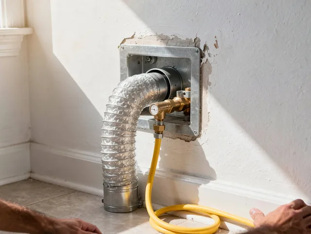 Canton Dryer Vent Cleaning certified technician performing specialized gas dryer vent cleaning in Canton